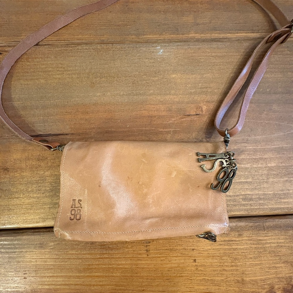 A.S.98 Tan Leather Crossbody with Decorative Charms (purchased in Como, Italy)
